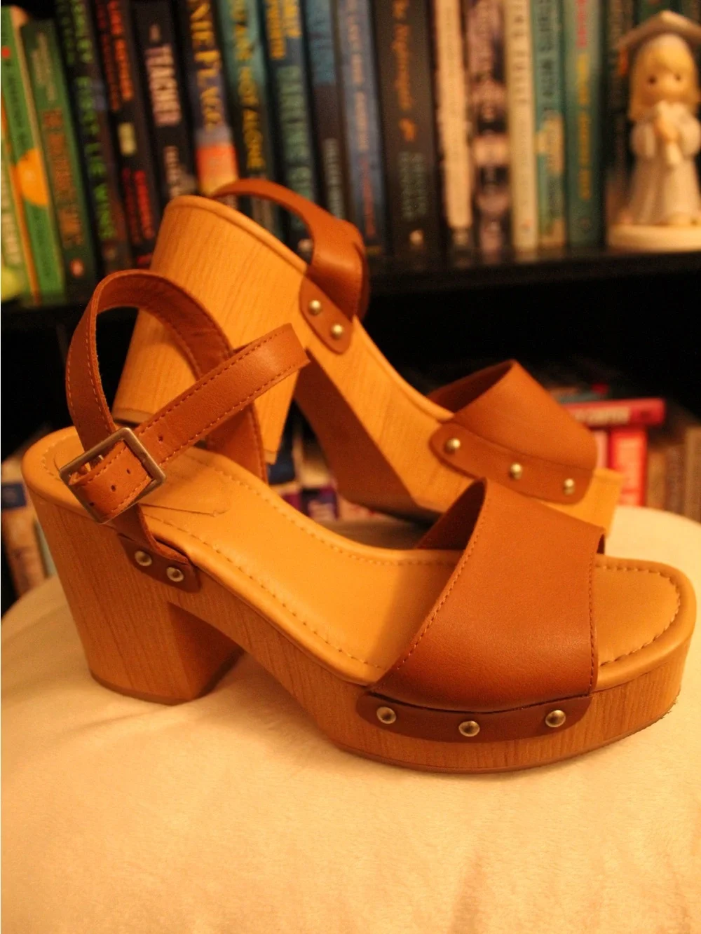 Target Brown Platform Sandals with Wood-Effect Block Heel